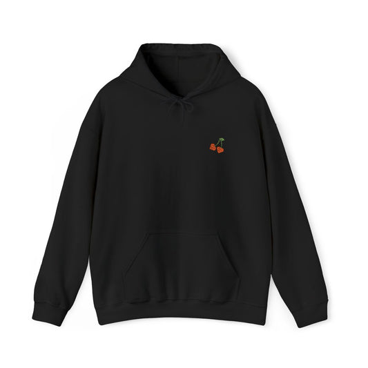 EMBROIDERED CHERRY HEARTS HOODIE